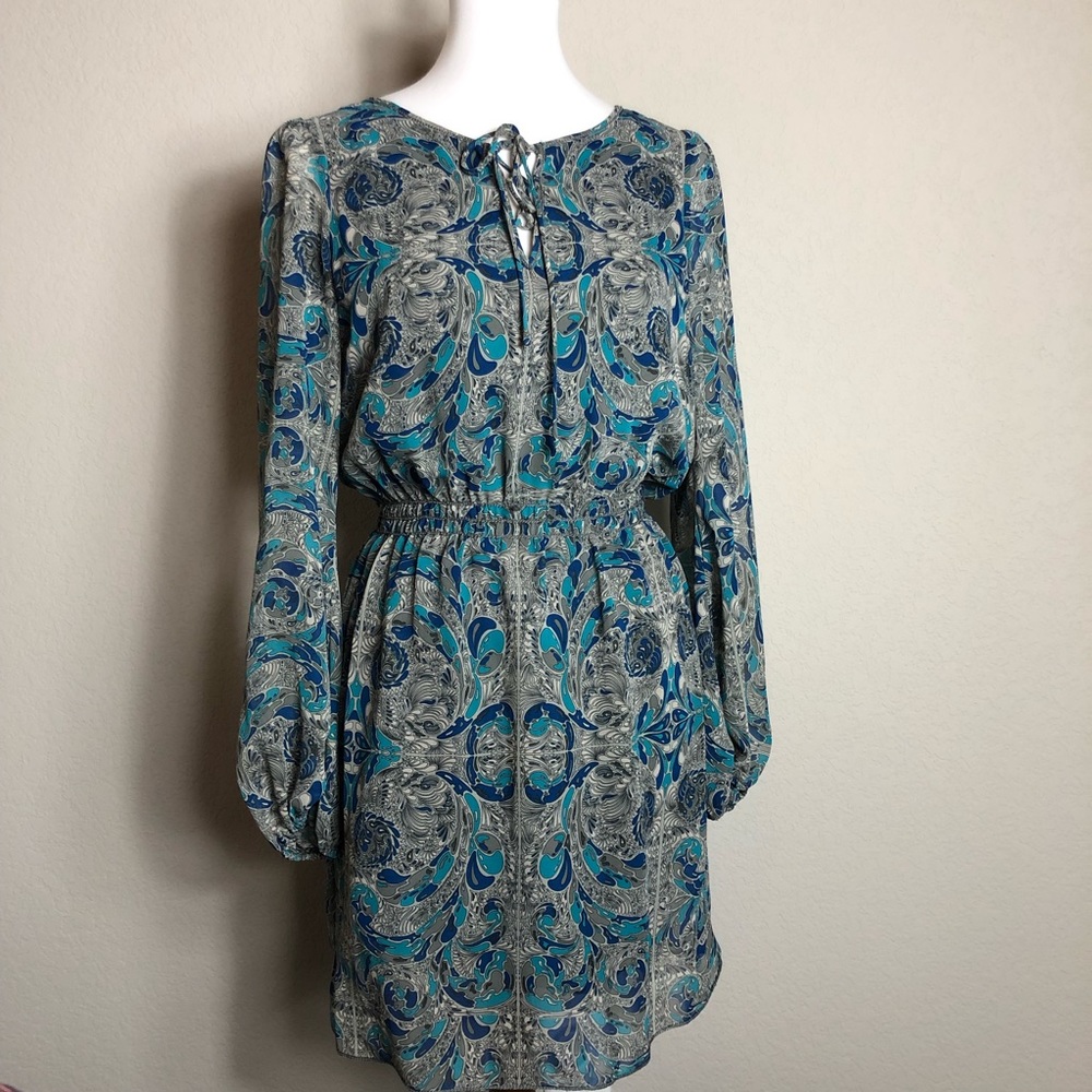 🎁Donated 🎁 M.S.S.P. Long Sleeve Elastic Waist Tie Neck Dress